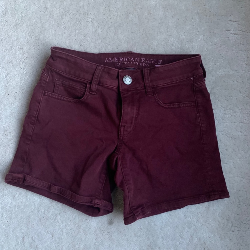 American Eagle Maroon Midi Shorts